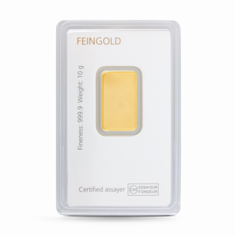 10 g Degussa Goldbarren (geprägt) Vintage