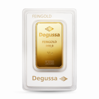 50 g Degussa Goldbarren (geprägt) Vintage