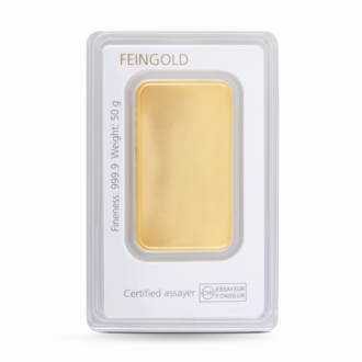 50 g Degussa Goldbarren (geprägt) Vintage