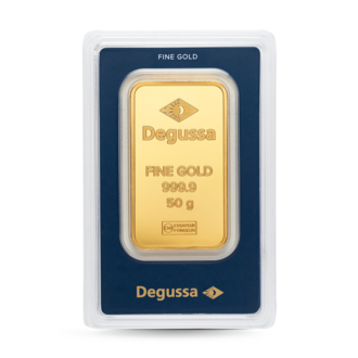 50 g Degussa Goldbarren (geprägt)