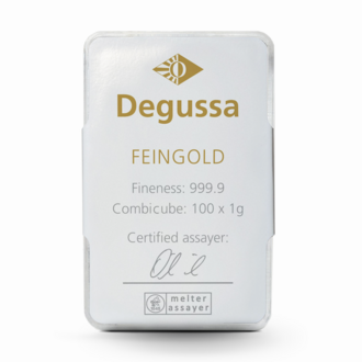 100 x 1 g Degussa Goldbarren - Combicube® (geprägt)