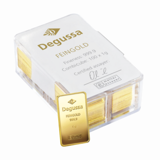 400 x 1 g Degussa Goldbarren - Combicube® Box (geprägt)