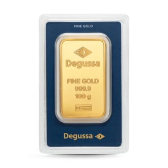 100 g Degussa Goldbarren (geprägt)