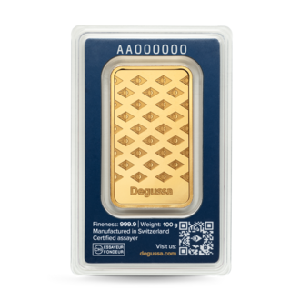 100 g Degussa Goldbarren (geprägt)