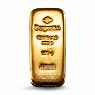 500 g Degussa Goldbarren Vintage (gegossen)
