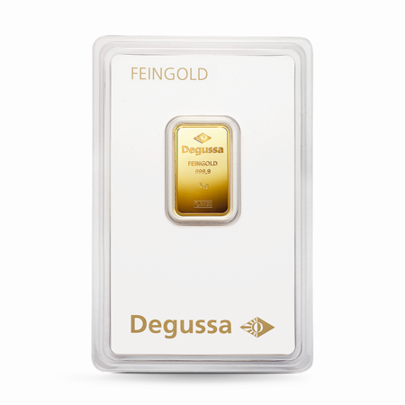 5 g Degussa Goldbarren (geprägt) Vintage