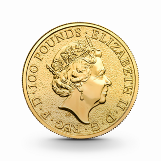 1 oz The Queen's Beasts: Red Dragon of Wales Goldmünze - 100 Pfund Großbritannien 2017