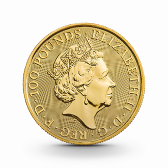 1 oz The Queen's Beasts: White Lion of Mortimer Goldmünze - 100 Pfund Großbritannien 2020