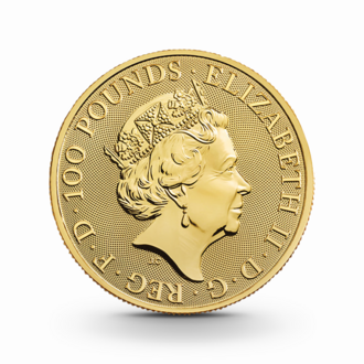 1 oz The Queen's Beasts: White Horse of Hanover Goldmünze - 100 Pfund Großbritannien 2020
