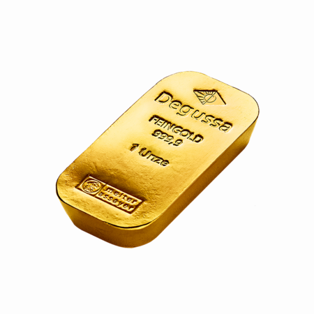 1 oz Degussa Goldbarren - historisches Design (gegossen)