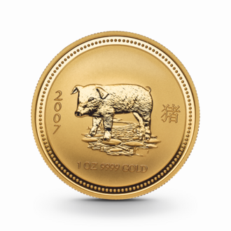 1 oz Lunar I: Schwein Goldmünze - 100 Dollars Australien 2007