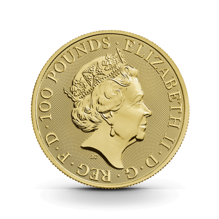 1 oz The Royal Tudor Beasts: Yale of Beaufort Goldmünze - 100 Pfund Großbritannien 2023