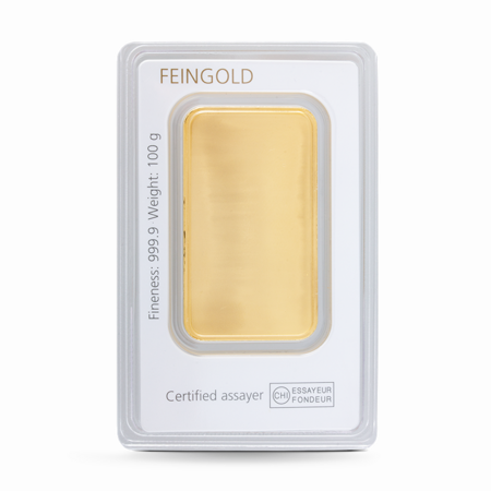 100 g Degussa Goldbarren Vintage (geprägt)
