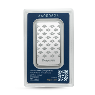 1 oz Degussa Silberbarren (geprägt)
