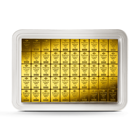 50 x 1 g Degussa Goldbarren - CombiBar® (geprägt) Vintage