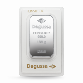 100 g Degussa Silberbarren (geprägt) Vintage