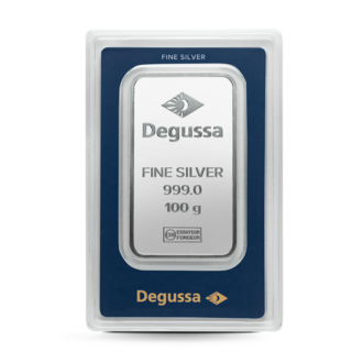 100 g Degussa Silberbarren (geprägt)