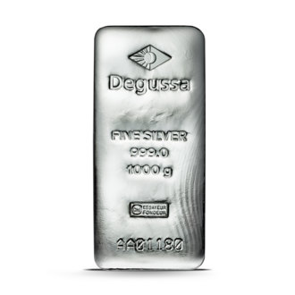 1000 g Degussa Silberbarren (gegossen)