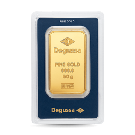 50 g Degussa Goldbarren (geprägt)