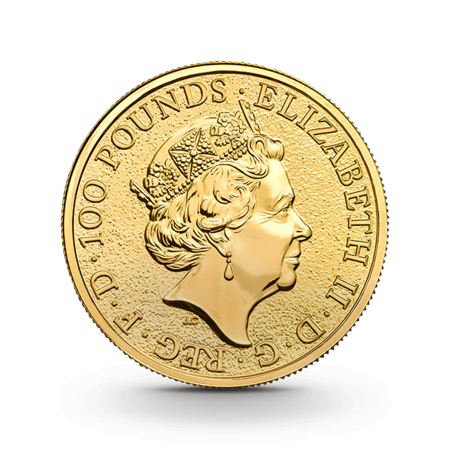 1 oz The Queen's Beasts: Red Dragon of Wales Goldmünze - 100 Pfund Großbritannien 2017