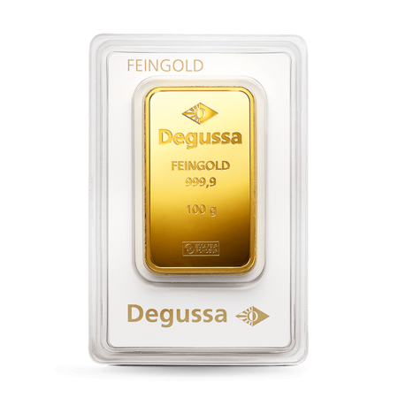 100 g Degussa Goldbarren Vintage (geprägt)