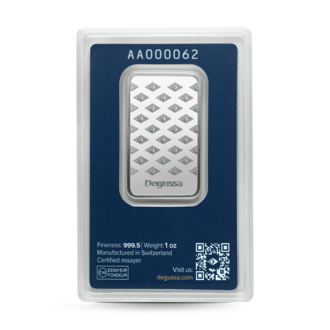 1 oz Degussa Platinbarren (geprägt)