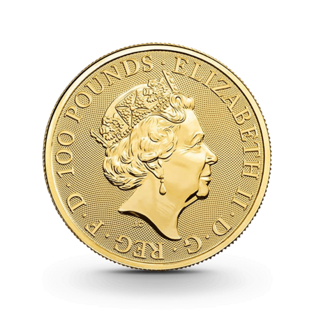 1 oz The Queen's Beasts: Black Bull of Clarence Goldmünze - 100 Pfund Großbritannien 2018