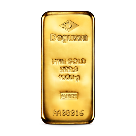 1000 g Degussa Goldbarren (gegossen)