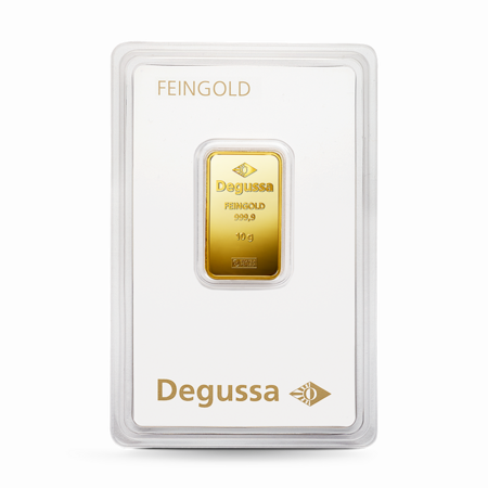 10 g Degussa Goldbarren (geprägt) Vintage