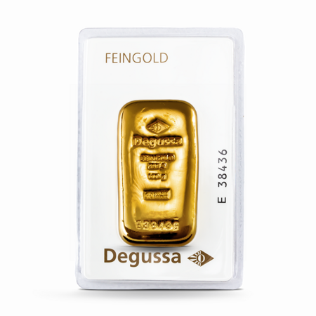 100 g Degussa Goldbarren Vintage (gegossen)