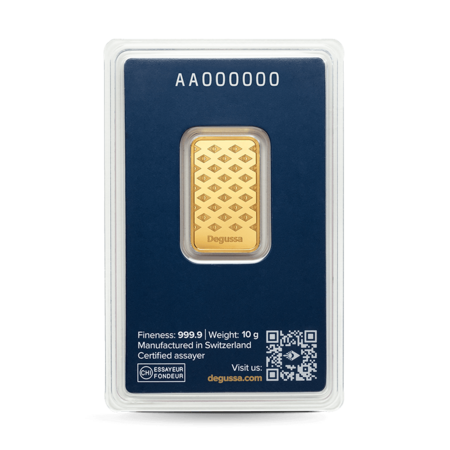 10 g Degussa Goldbarren (geprägt)