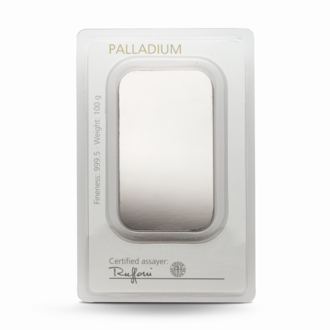 100 g Degussa Palladiumbarren (geprägt) Vintage