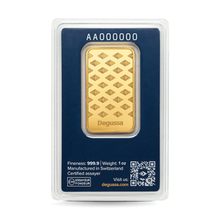 1 oz Degussa Goldbarren (geprägt)