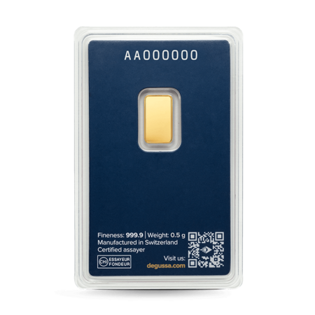 0,5 g Degussa Goldbarren (geprägt)