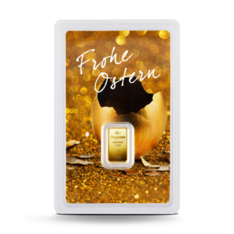 1 g Degussa Goldbarren - Geschenkblister: Frohe Ostern