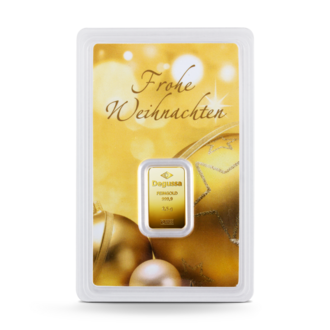 2,5 g Degussa Goldbarren - Geschenkblister: Frohe Weihnachten