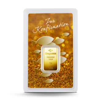 5 g Degussa Goldbarren - Geschenkblister: Zur Konfirmation