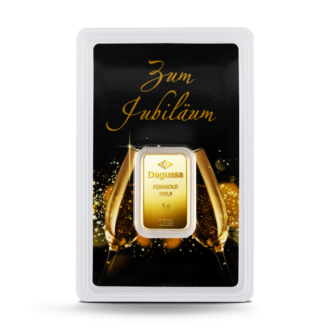 5 g Degussa Goldbarren - Geschenkblister: Zum Jubiläum