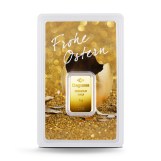 5 g Degussa Goldbarren - Geschenkblister: Frohe Ostern