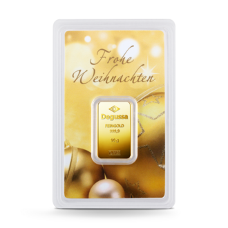 10 g Degussa Goldbarren - Geschenkblister: Frohe Weihnachten