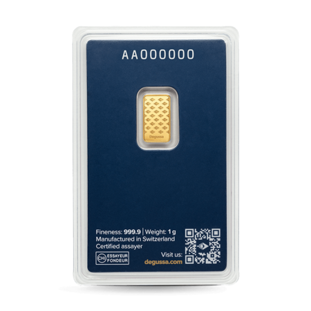1 g Degussa Goldbarren (geprägt)