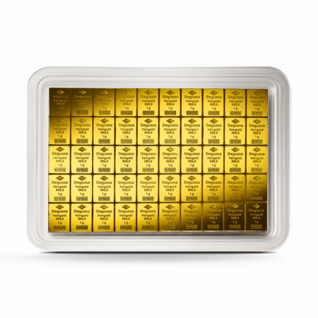 50 x 1 g Degussa Goldbarren - CombiBar® (geprägt) Vintage