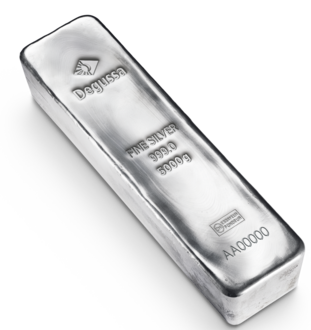 5 kg Degussa Silberbarren gegossen