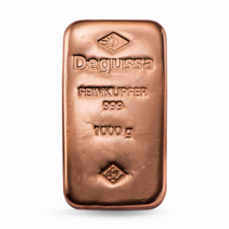 1000 g Degussa Kupferbarren (gegossen) 