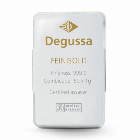 50 x 1 g Degussa Goldbarren - Combicube® (geprägt)