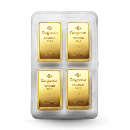 100 x 1 g Degussa Goldbarren - Combicube® (geprägt)