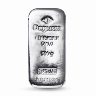 500 g Degussa Silberbarren (gegossen)