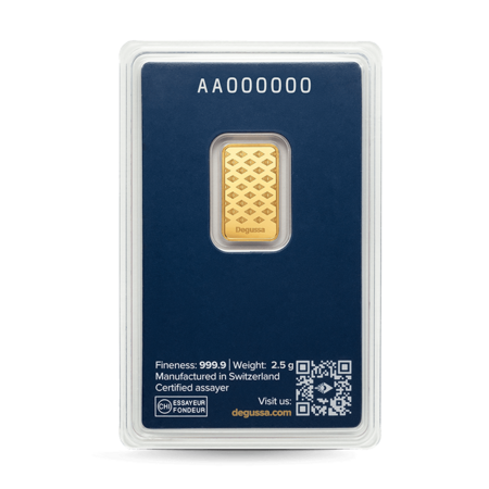 2,5 g Degussa Goldbarren (geprägt)