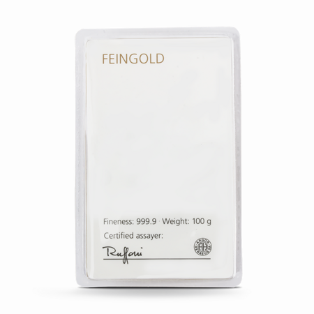 100 g Degussa Goldbarren Vintage (gegossen)