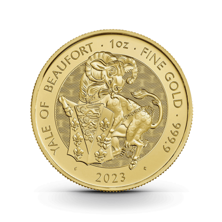 1 oz The Royal Tudor Beasts: Yale of Beaufort Goldmünze - 100 Pfund Großbritannien 2023